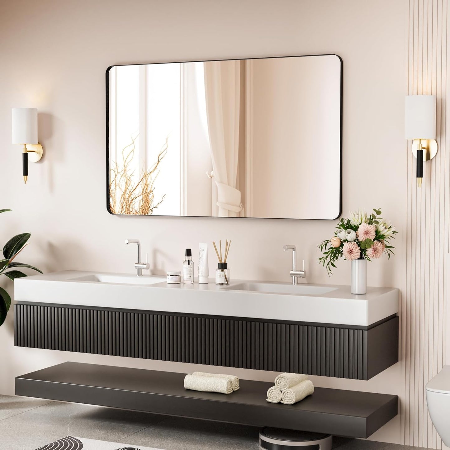 Venusmiles Modern Wall Mirror for Bathroom, Bedroom, Living room