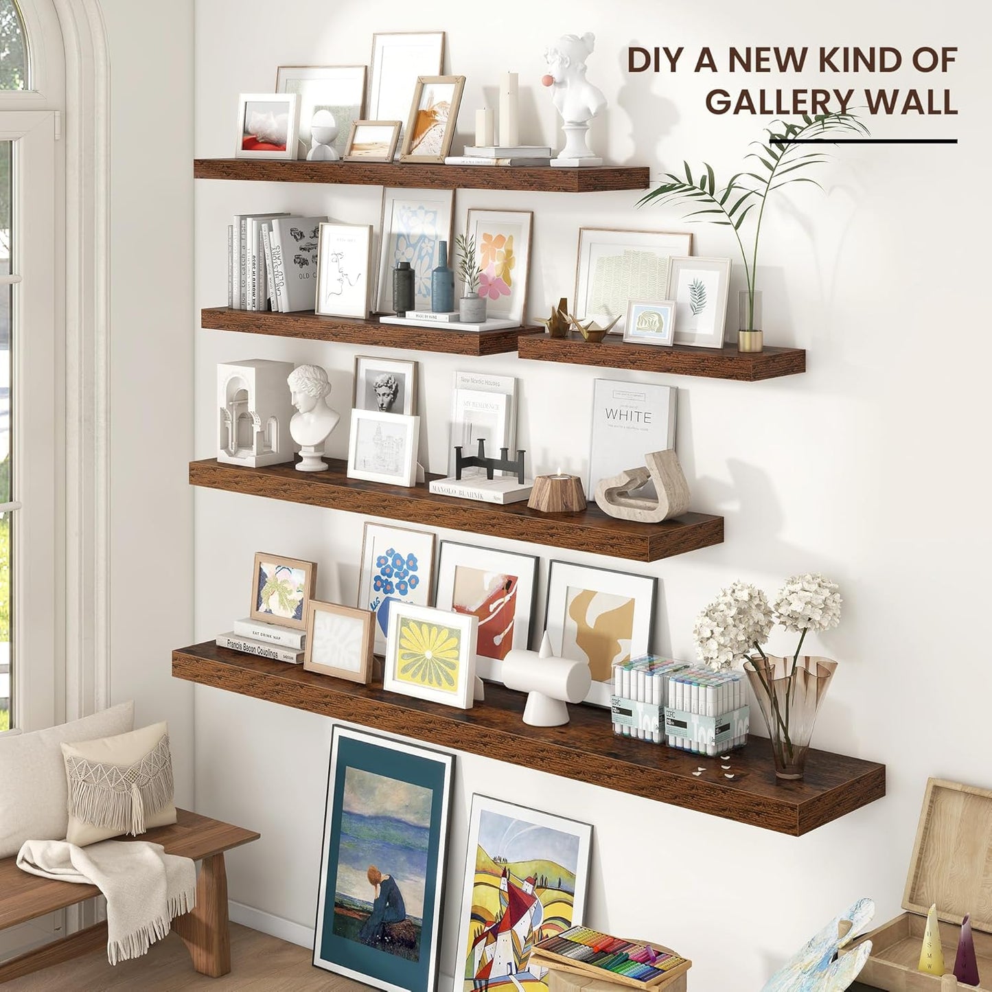 Venusmiles 9 Inch Deep Wall Display Floating Storage Shelves