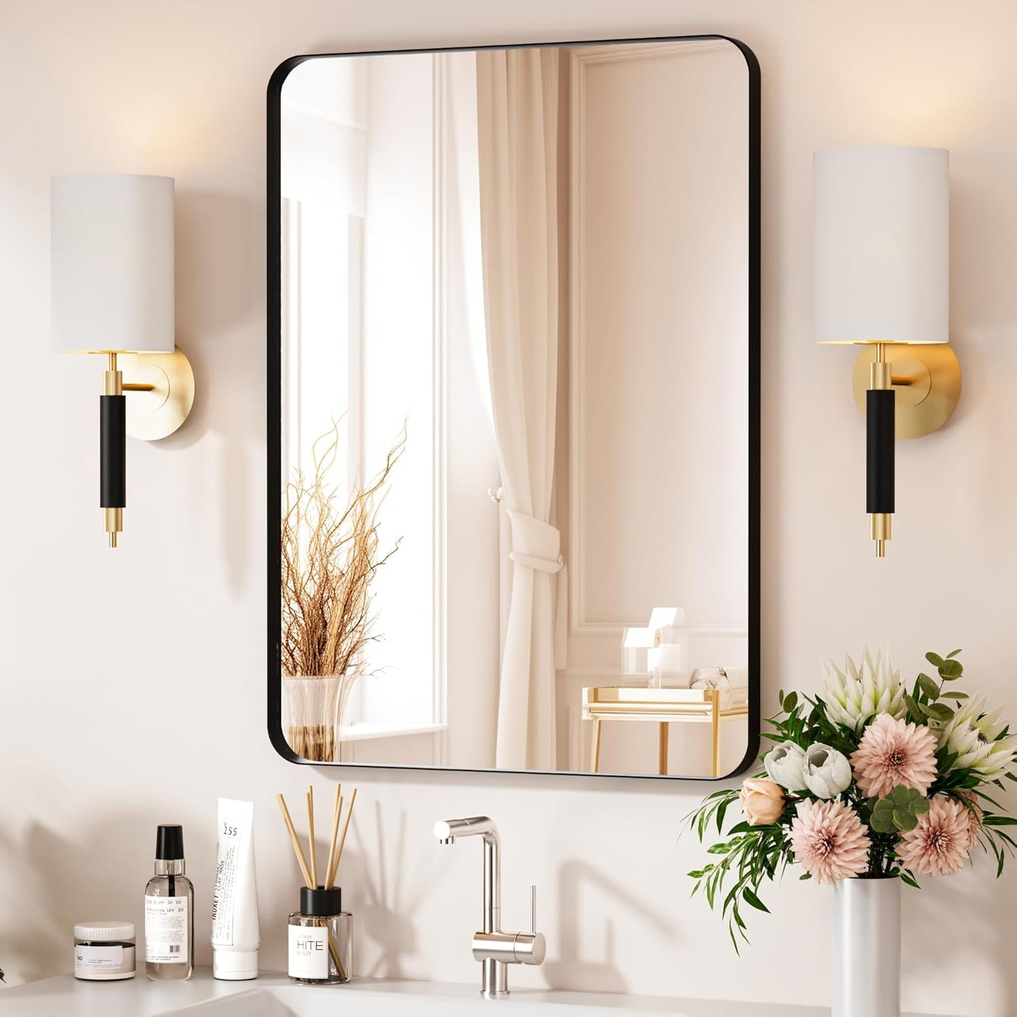 Venusmiles Modern Wall Mirror for Bathroom, Bedroom, Living room