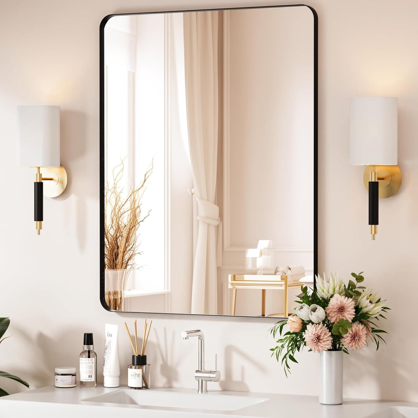 Venusmiles Modern Wall Mirror for Bathroom, Bedroom, Living room