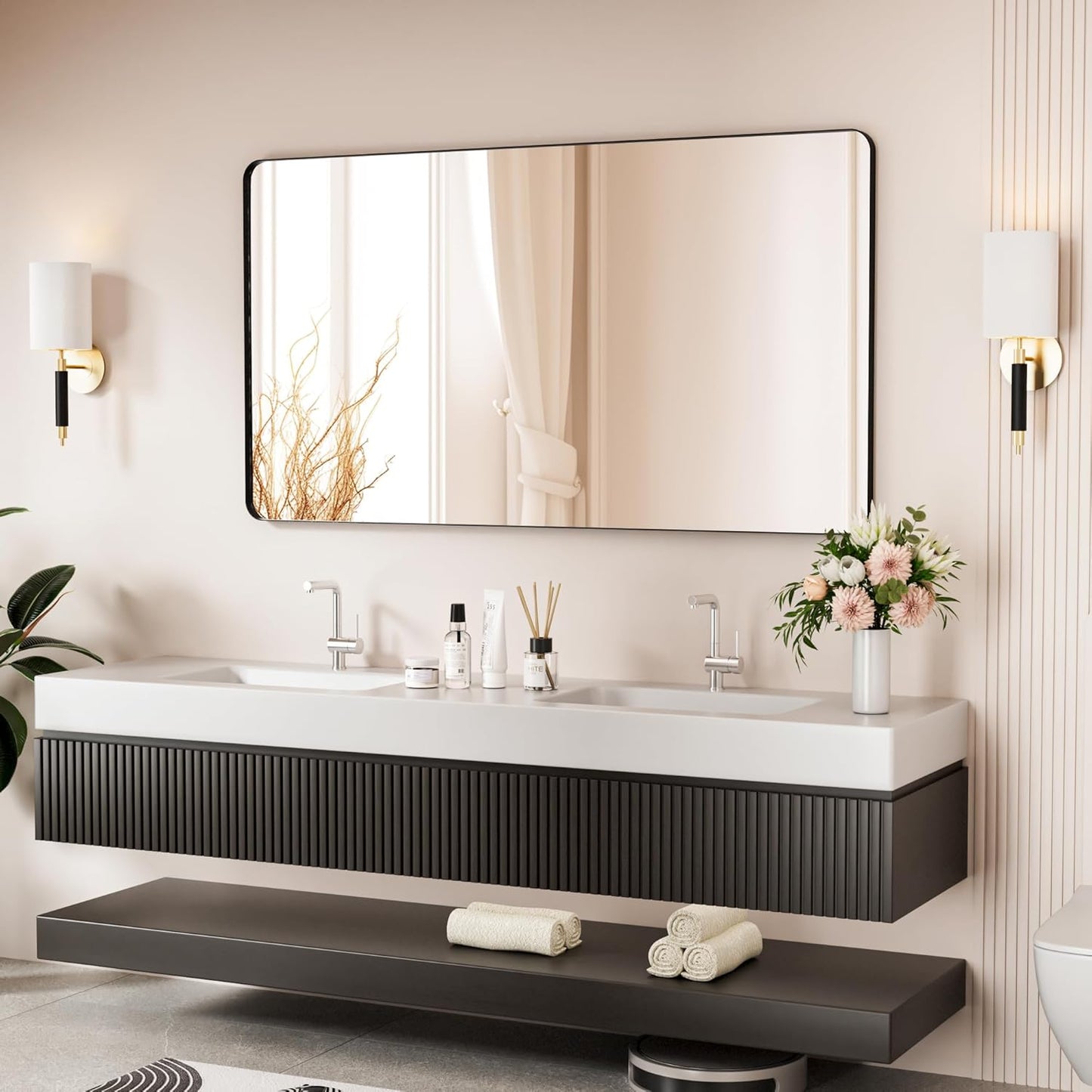 Venusmiles Modern Wall Mirror for Bathroom, Bedroom, Living room