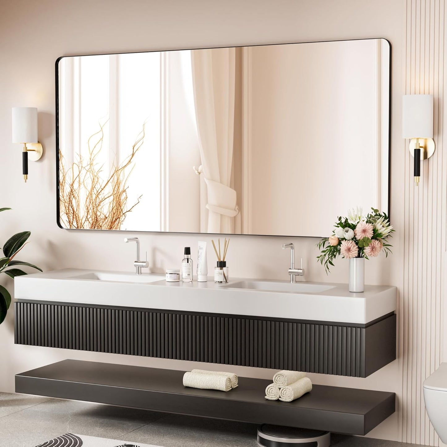 Venusmiles Modern Wall Mirror for Bathroom, Bedroom, Living room