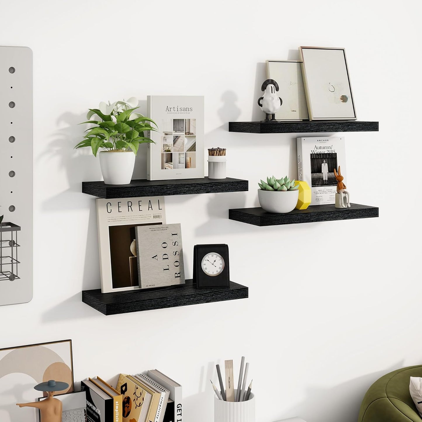 Venusmiles Wall Mounted Floating Shelves with Hidden Brackets