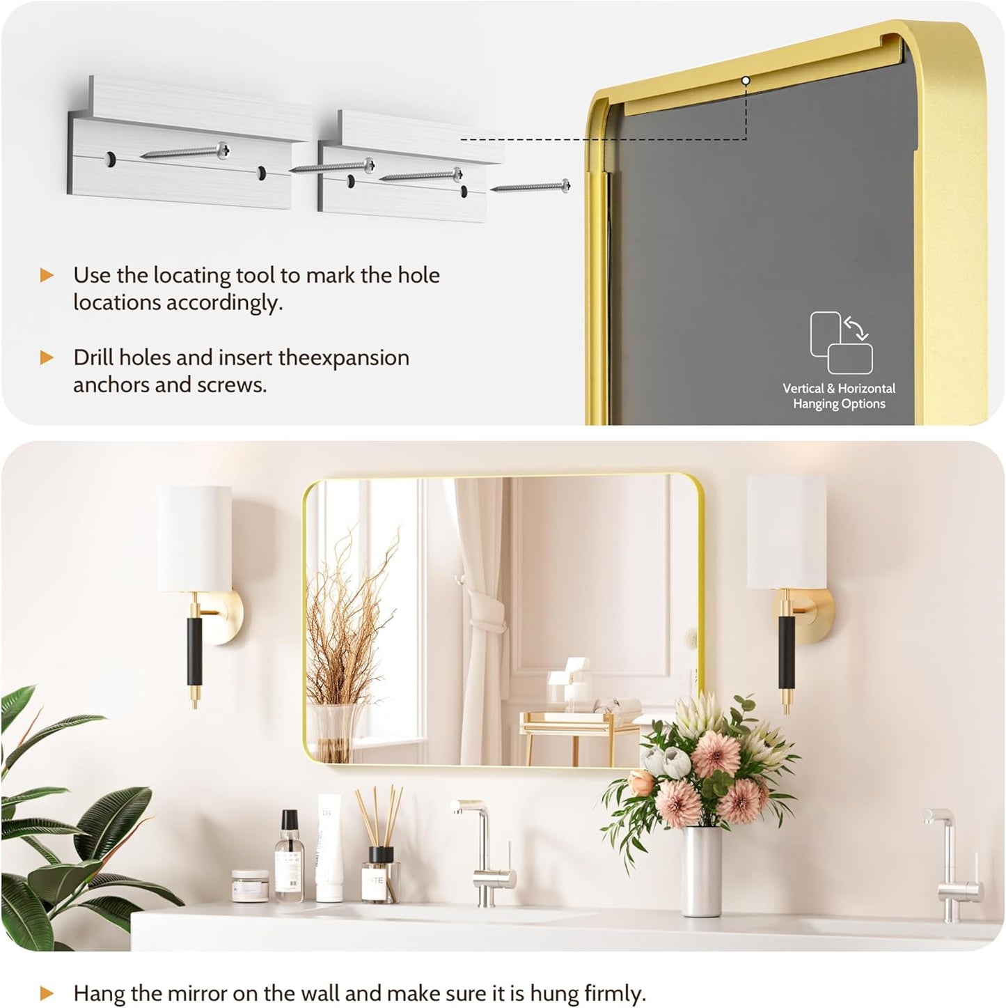 Venusmiles Modern Wall Mirror for Bathroom, Bedroom, Living room