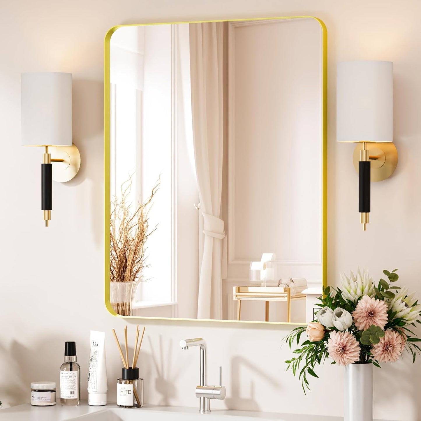 Venusmiles Modern Wall Mirror for Bathroom, Bedroom, Living room