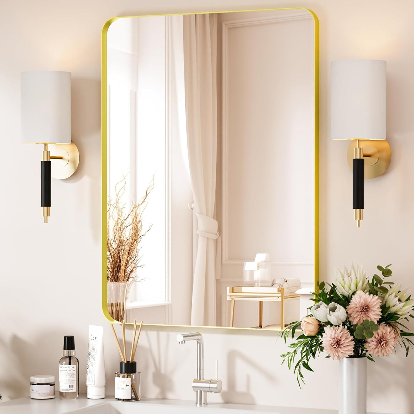 Venusmiles Modern Wall Mirror for Bathroom, Bedroom, Living room