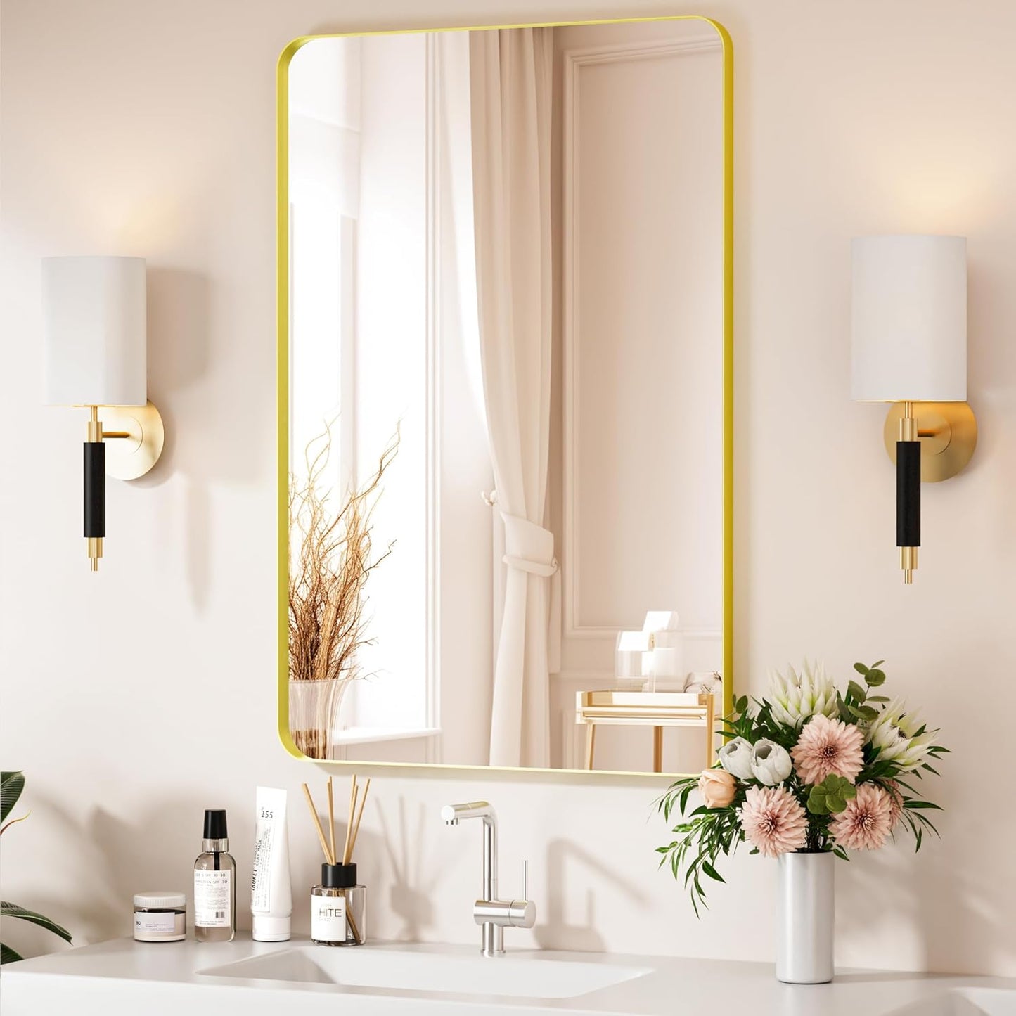 Venusmiles Modern Wall Mirror for Bathroom, Bedroom, Living room