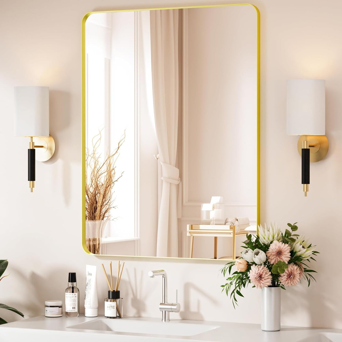 Venusmiles Modern Wall Mirror for Bathroom, Bedroom, Living room