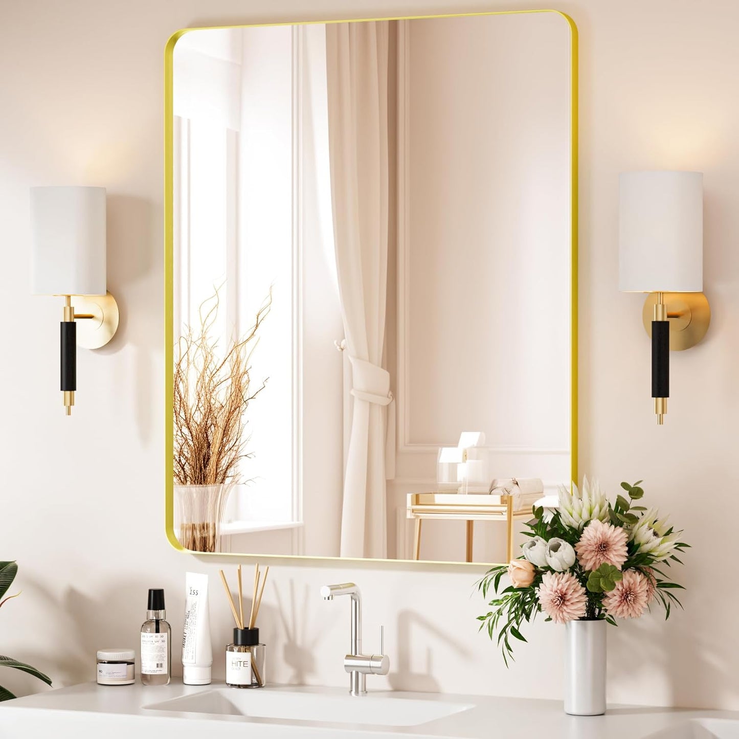 Venusmiles Modern Wall Mirror for Bathroom, Bedroom, Living room