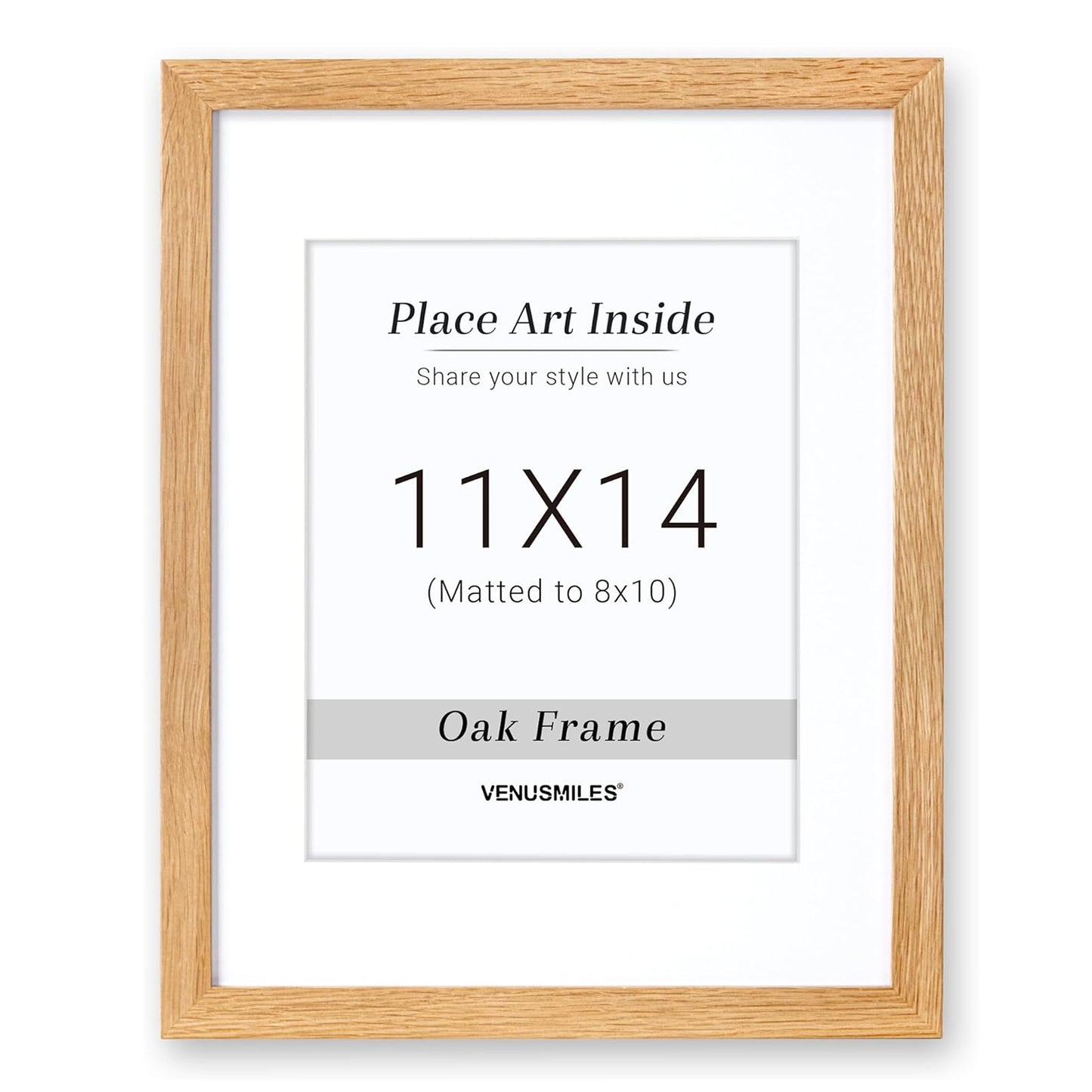 Venusmiles 10 Sizes Natural Oak Wood Picture Frame with Tempered Glass