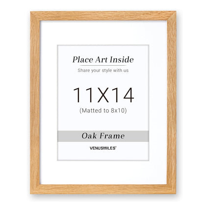 Venusmiles 10 Sizes Natural Oak Wood Picture Frame with Tempered Glass