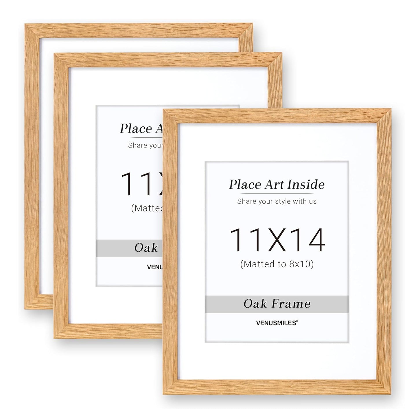 Venusmiles 10 Sizes Natural Oak Wood Picture Frame with Tempered Glass