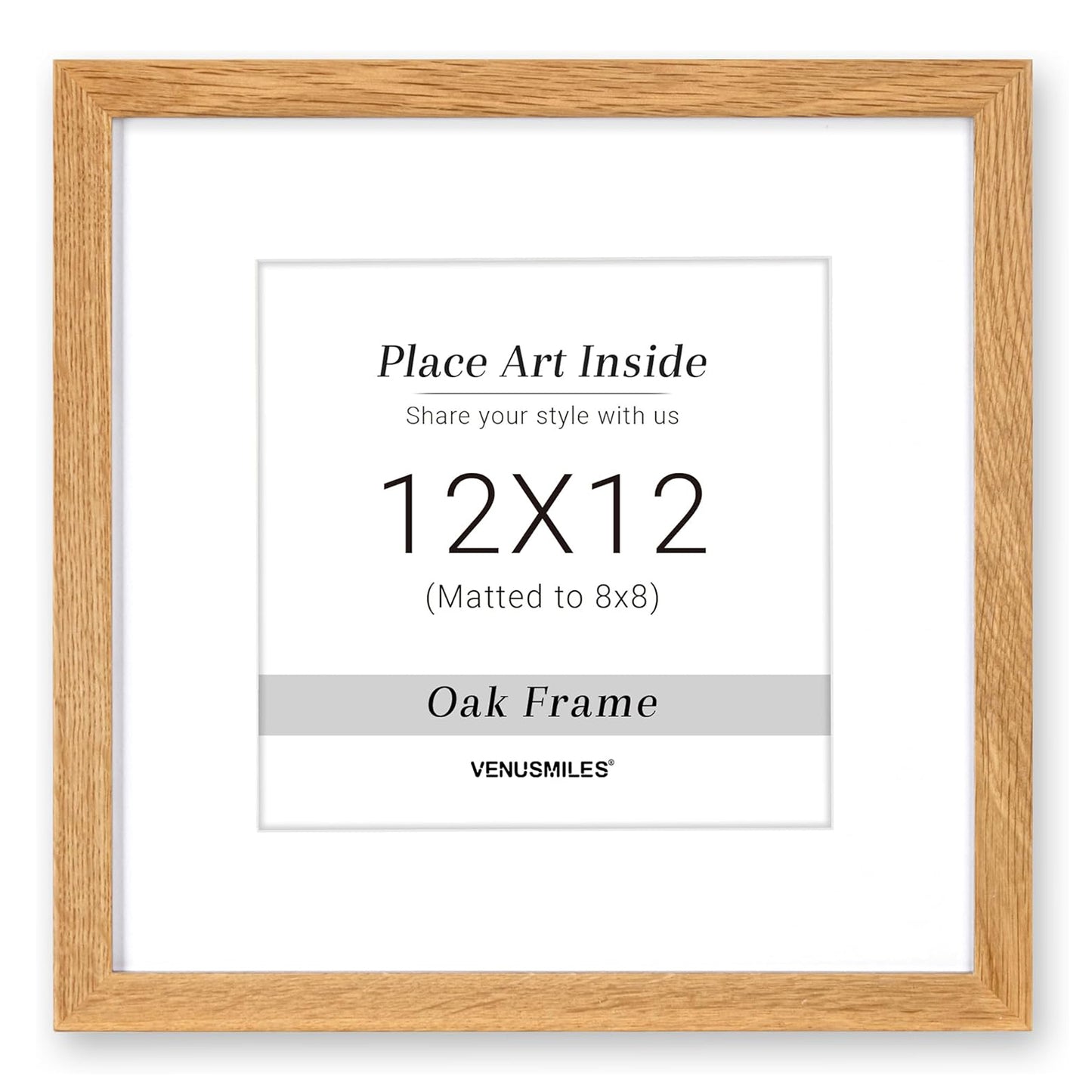 Venusmiles 10 Sizes Natural Oak Wood Picture Frame with Tempered Glass