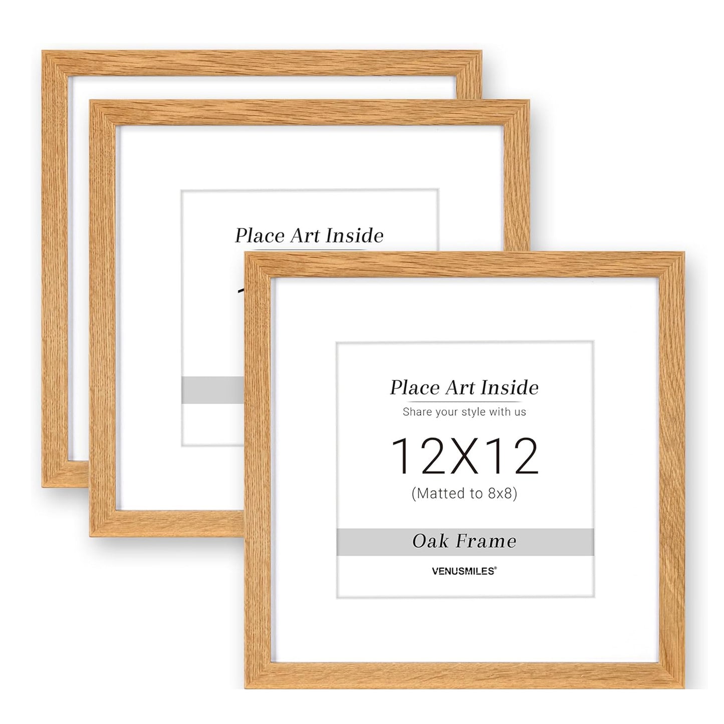 Venusmiles 10 Sizes Natural Oak Wood Picture Frame with Tempered Glass