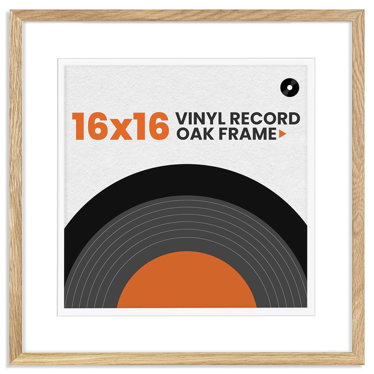 Venusmiles Natural Wood Vinyl Record Frame for 12.5 X 12.5 Inches LP Record with White Mat