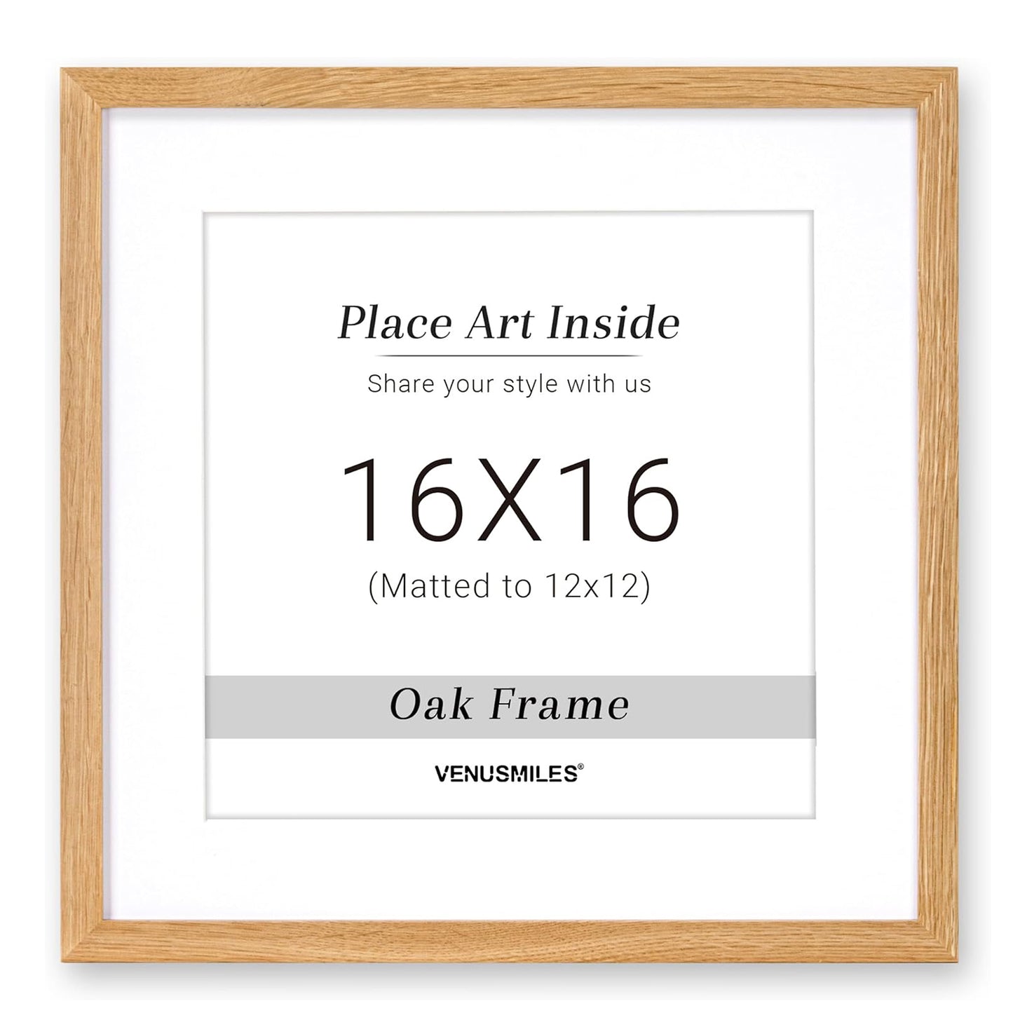Venusmiles 10 Sizes Natural Oak Wood Picture Frame with Tempered Glass