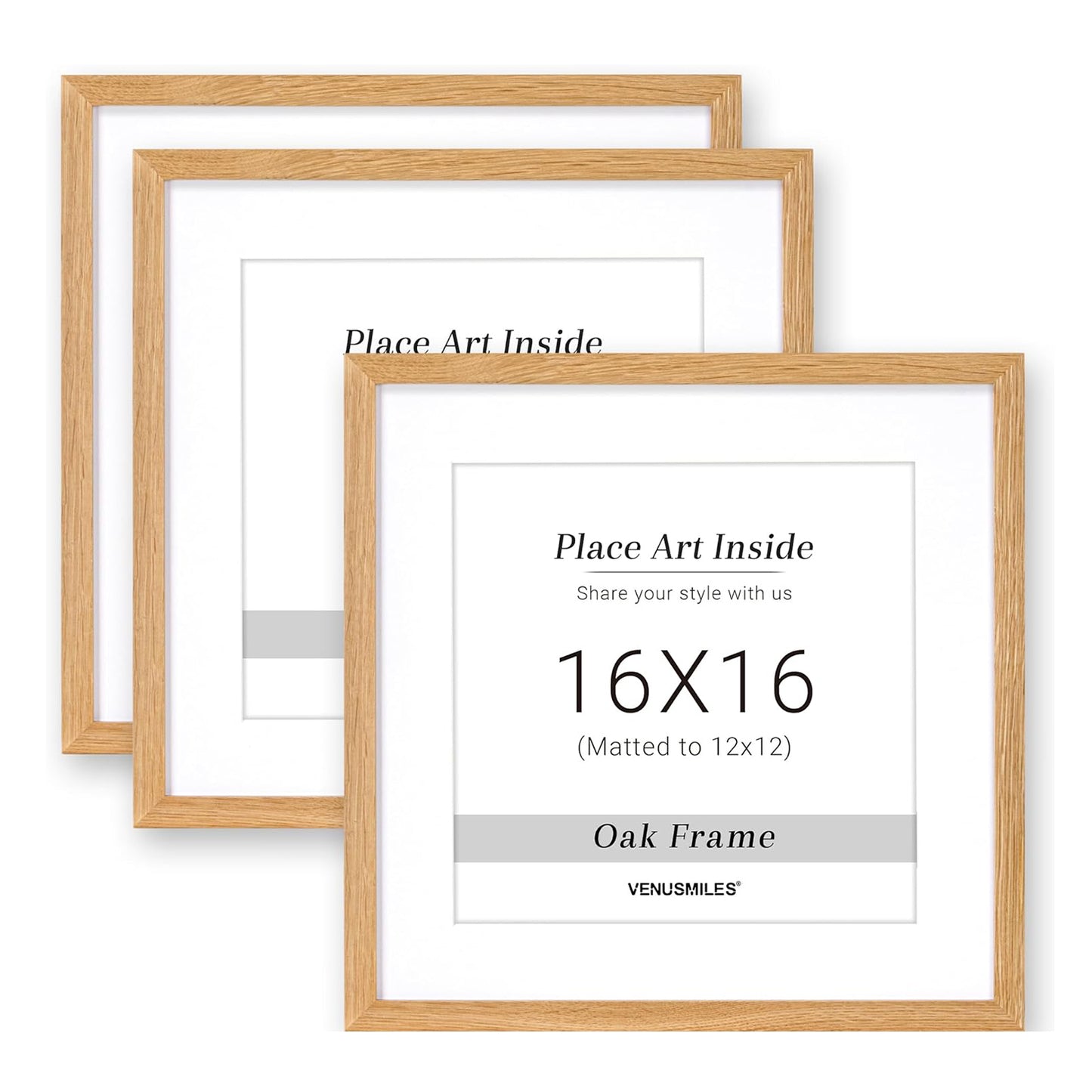 Venusmiles 10 Sizes Natural Oak Wood Picture Frame with Tempered Glass