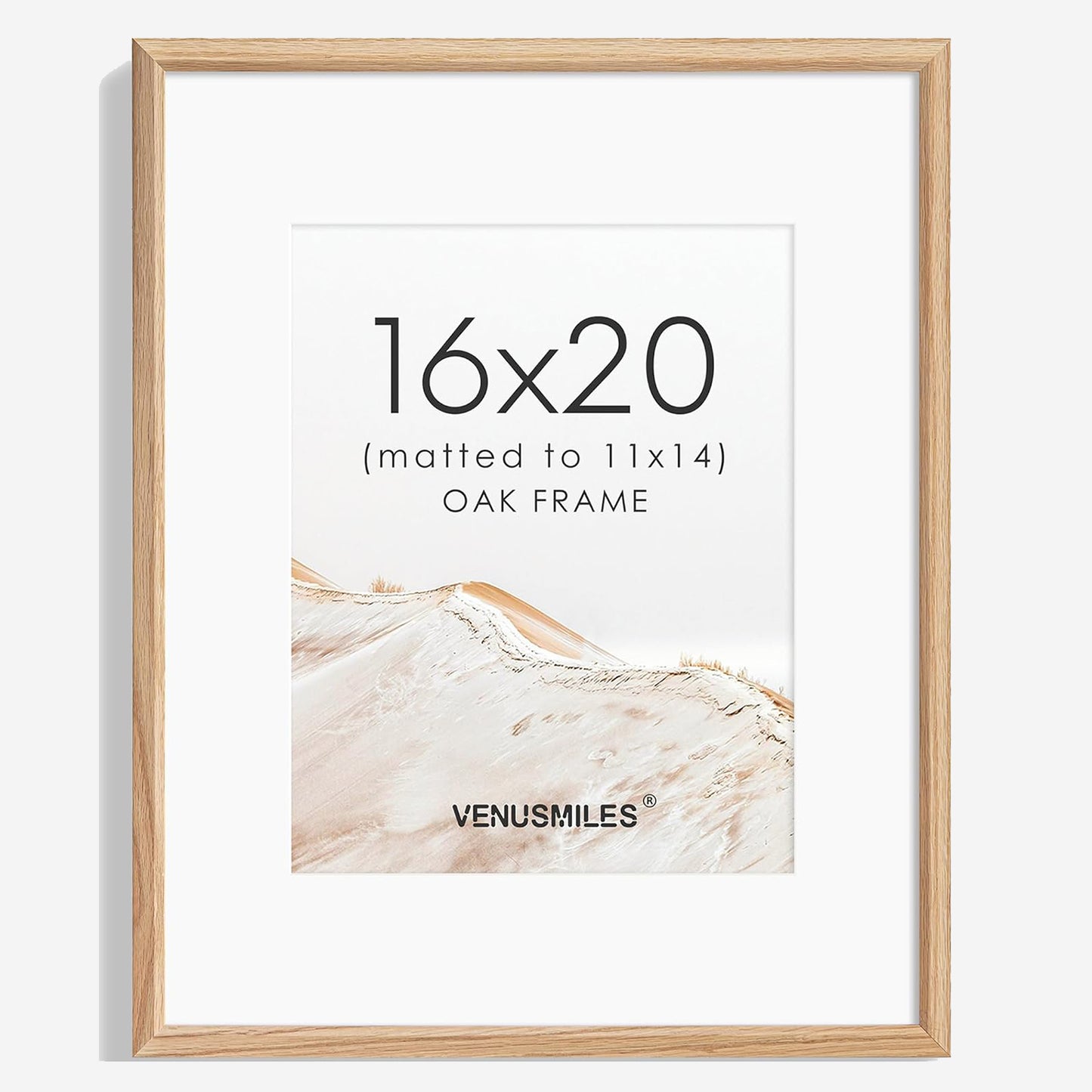 Venusmiles 12 Sizes Natural Solid Oak Photo Frames Wall Hanging Large Handcrafted Picture Frame with HD Plexiglass