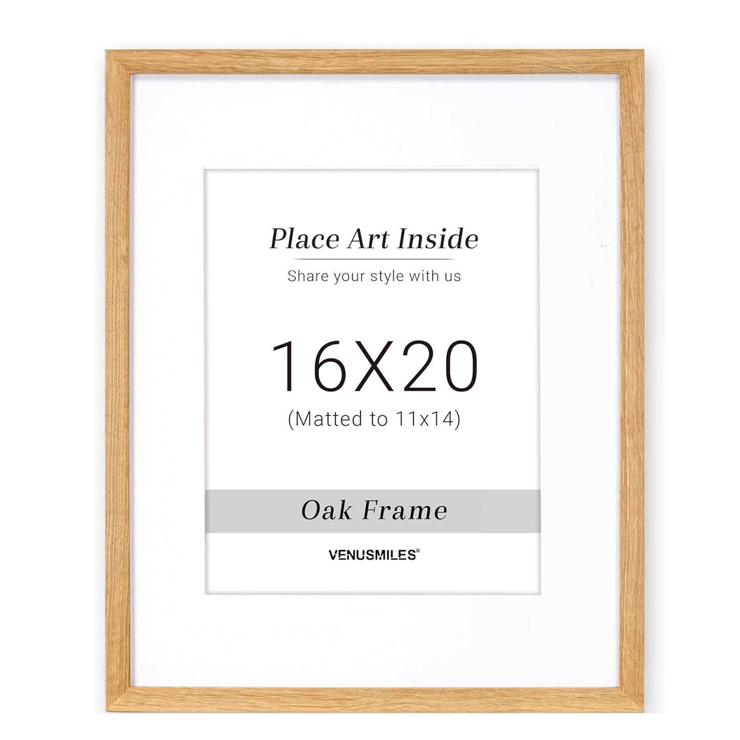 Venusmiles 10 Sizes Natural Oak Wood Picture Frame with Tempered Glass