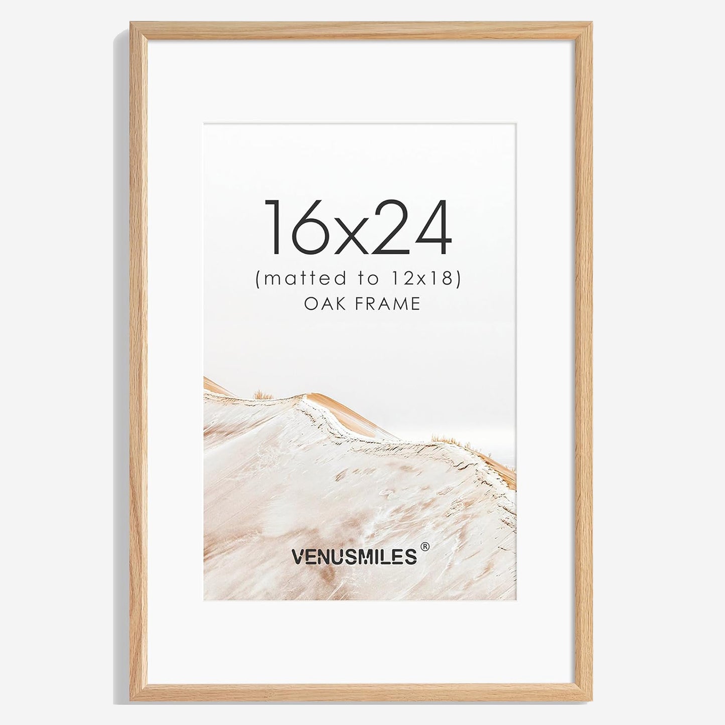 Venusmiles 12 Sizes Natural Solid Oak Photo Frames Wall Hanging Large Handcrafted Picture Frame with HD Plexiglass