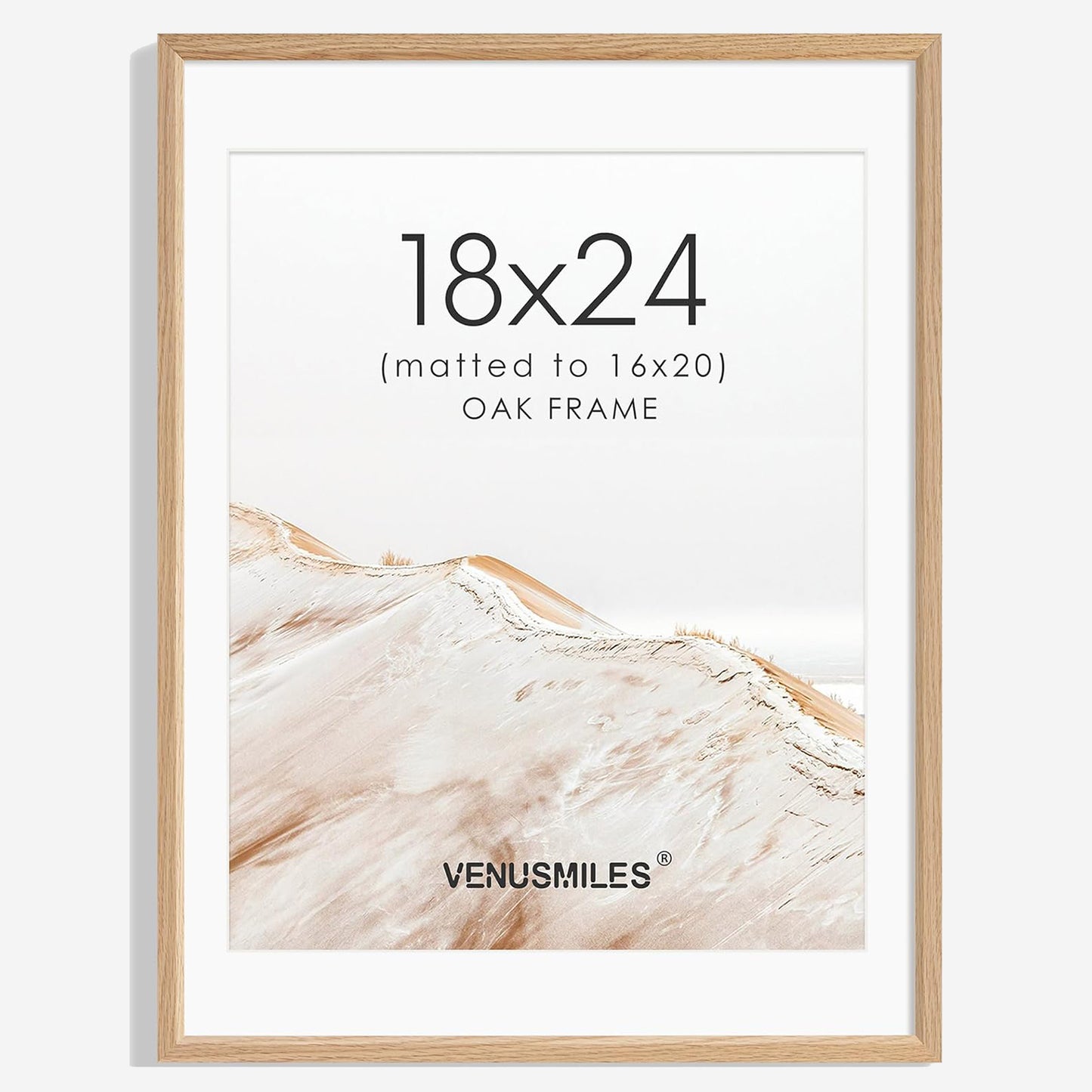 Venusmiles 12 Sizes Natural Solid Oak Photo Frames Wall Hanging Large Handcrafted Picture Frame with HD Plexiglass