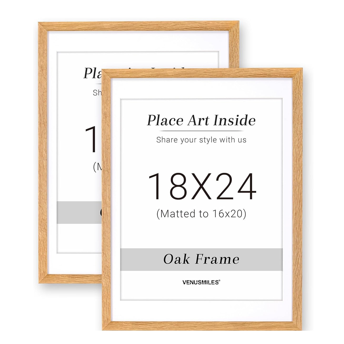 Venusmiles 10 Sizes Natural Oak Wood Picture Frame with Tempered Glass