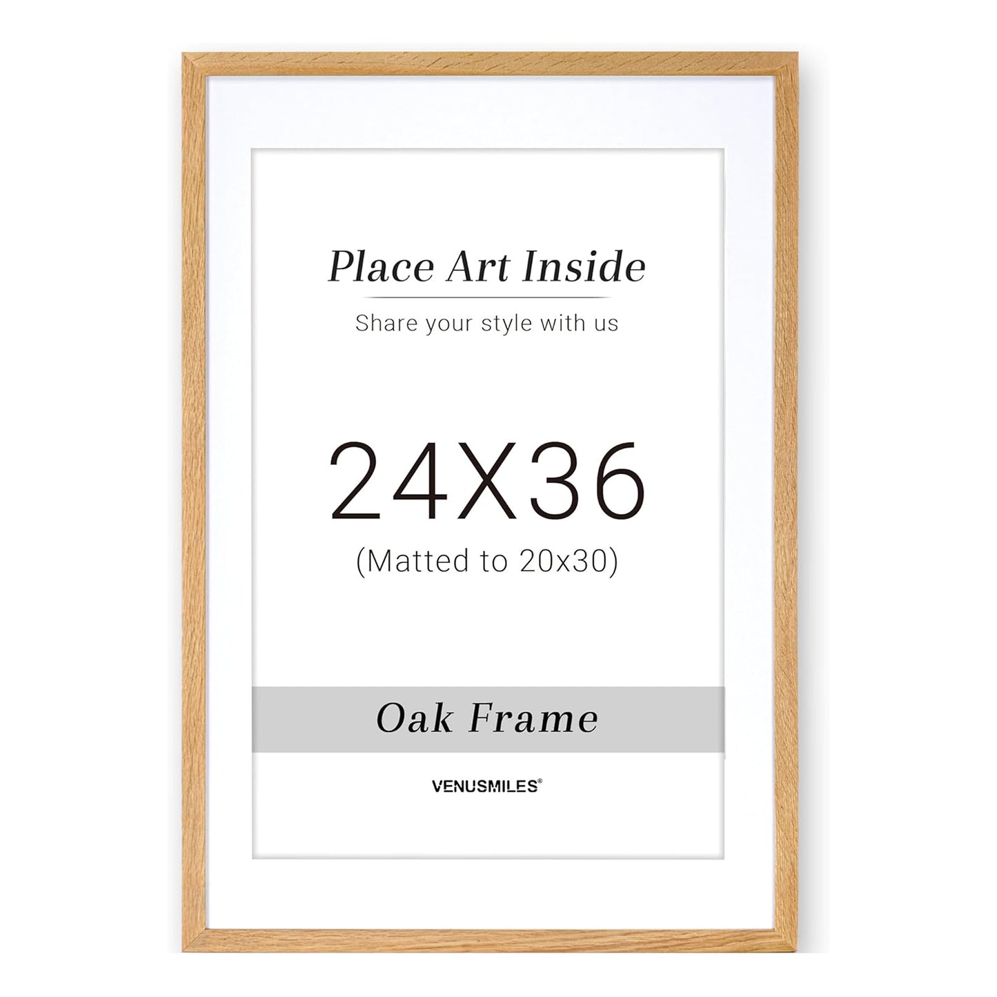 Venusmiles 10 Sizes Natural Oak Wood Picture Frame with Tempered Glass