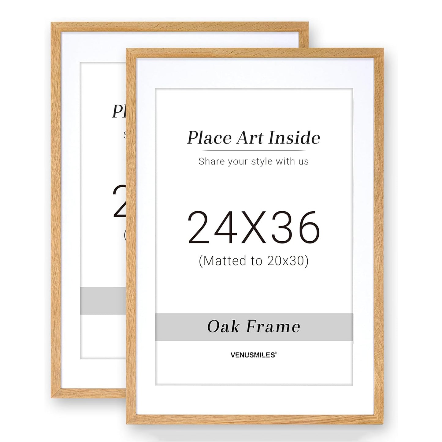 Venusmiles 10 Sizes Natural Oak Wood Picture Frame with Tempered Glass