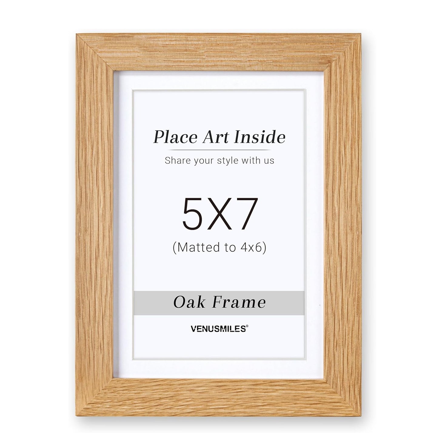 Venusmiles 10 Sizes Natural Oak Wood Picture Frame with Tempered Glass