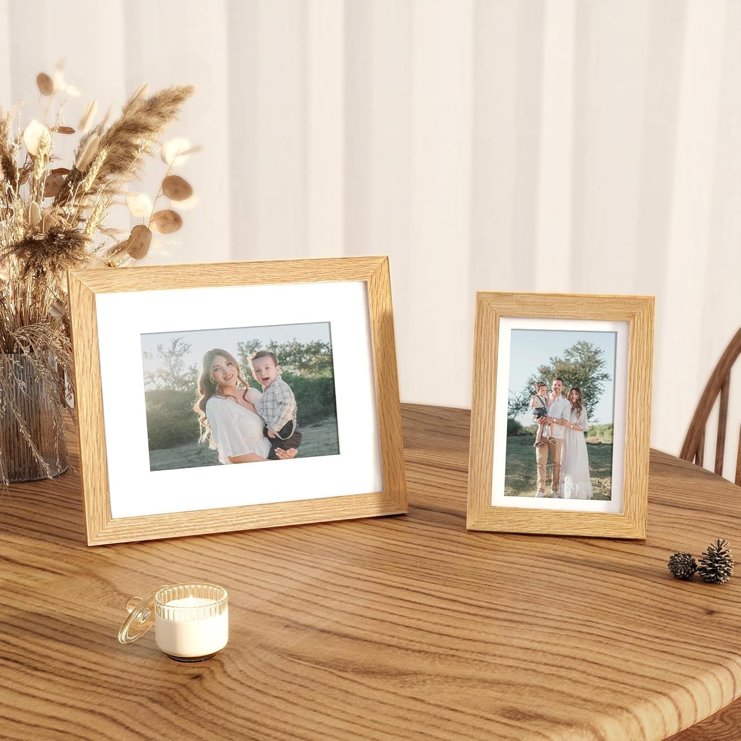 Venusmiles 10 Sizes Natural Oak Wood Picture Frame with Tempered Glass