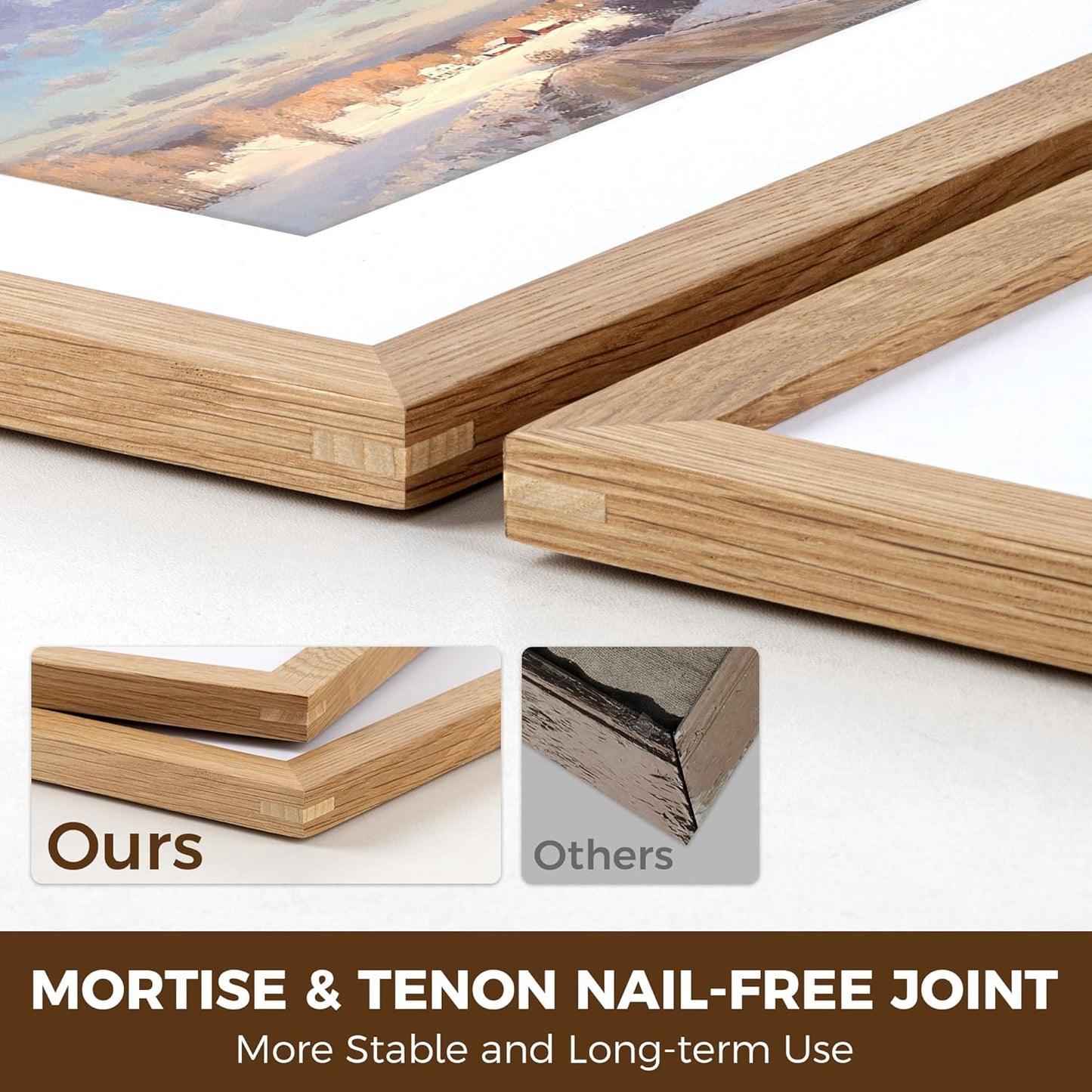 Venusmiles 10 Sizes Natural Oak Wood Picture Frame with Tempered Glass