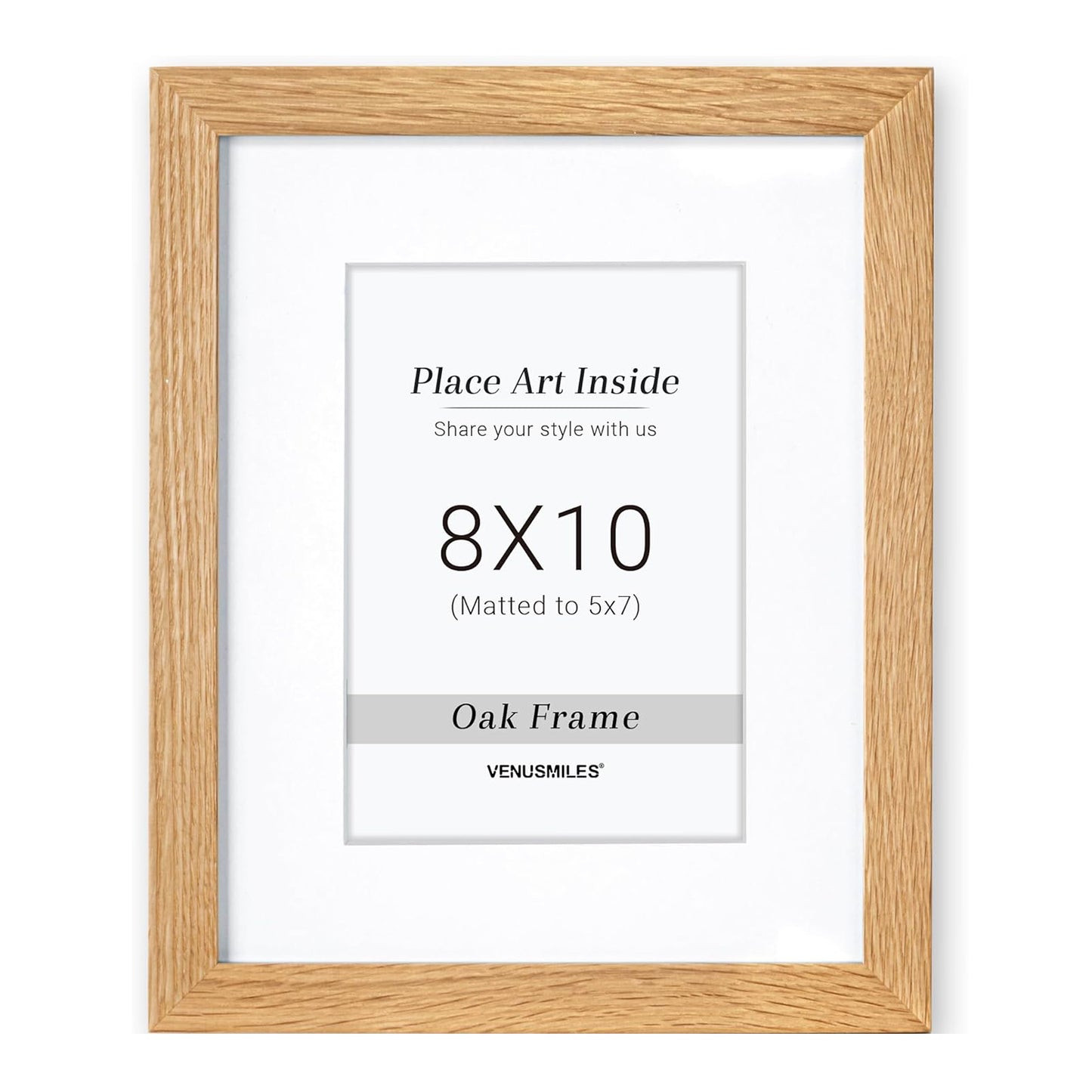 Venusmiles 10 Sizes Natural Oak Wood Picture Frame with Tempered Glass