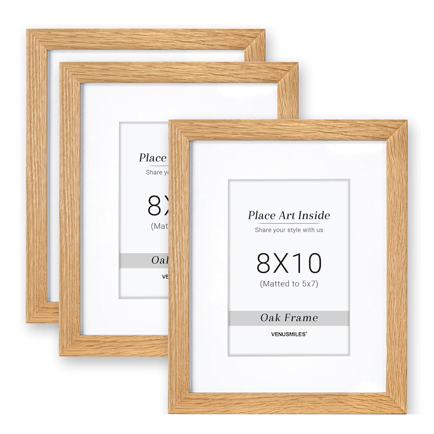 Venusmiles 10 Sizes Natural Oak Wood Picture Frame with Tempered Glass