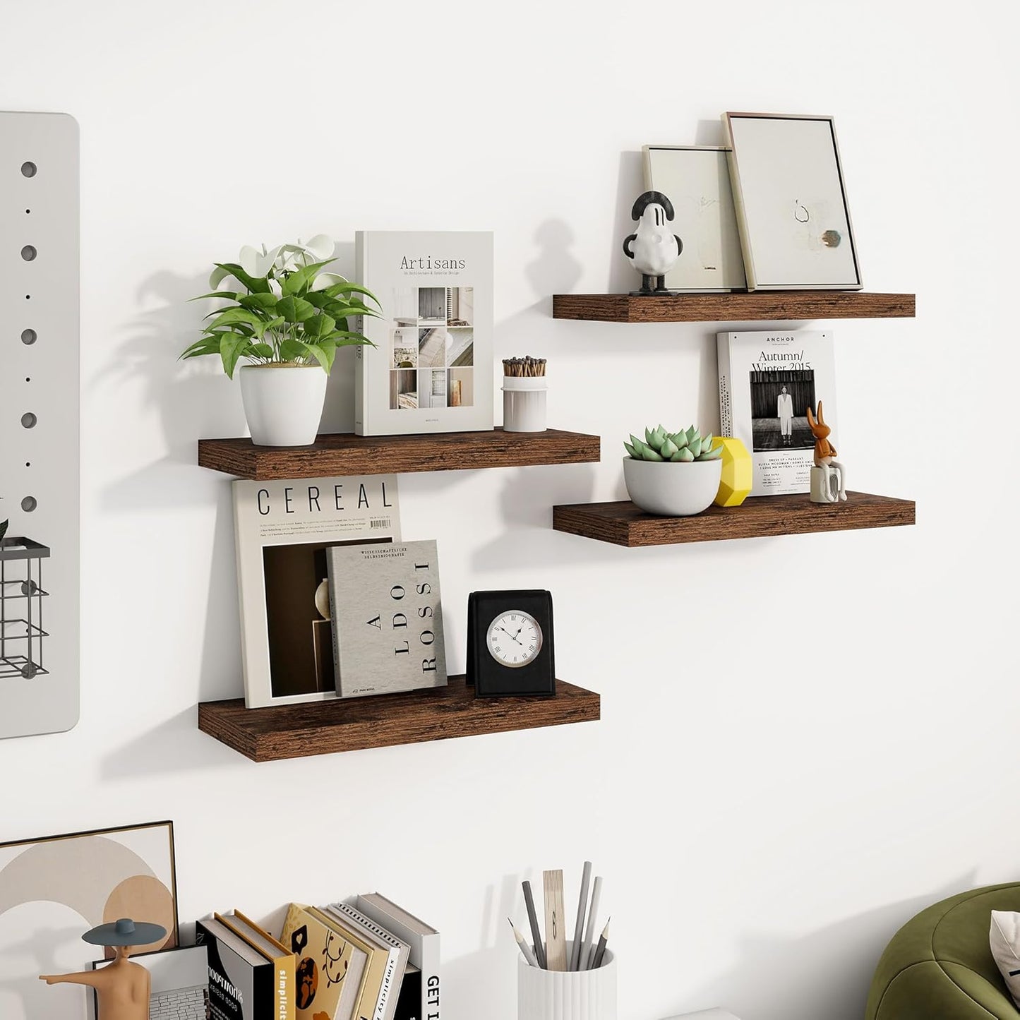 Venusmiles Wall Mounted Floating Shelves with Hidden Brackets