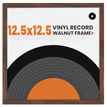 Venusmiles Natural Wood Vinyl Record Frame for 12.5 X 12.5 Inches LP Record with White Mat