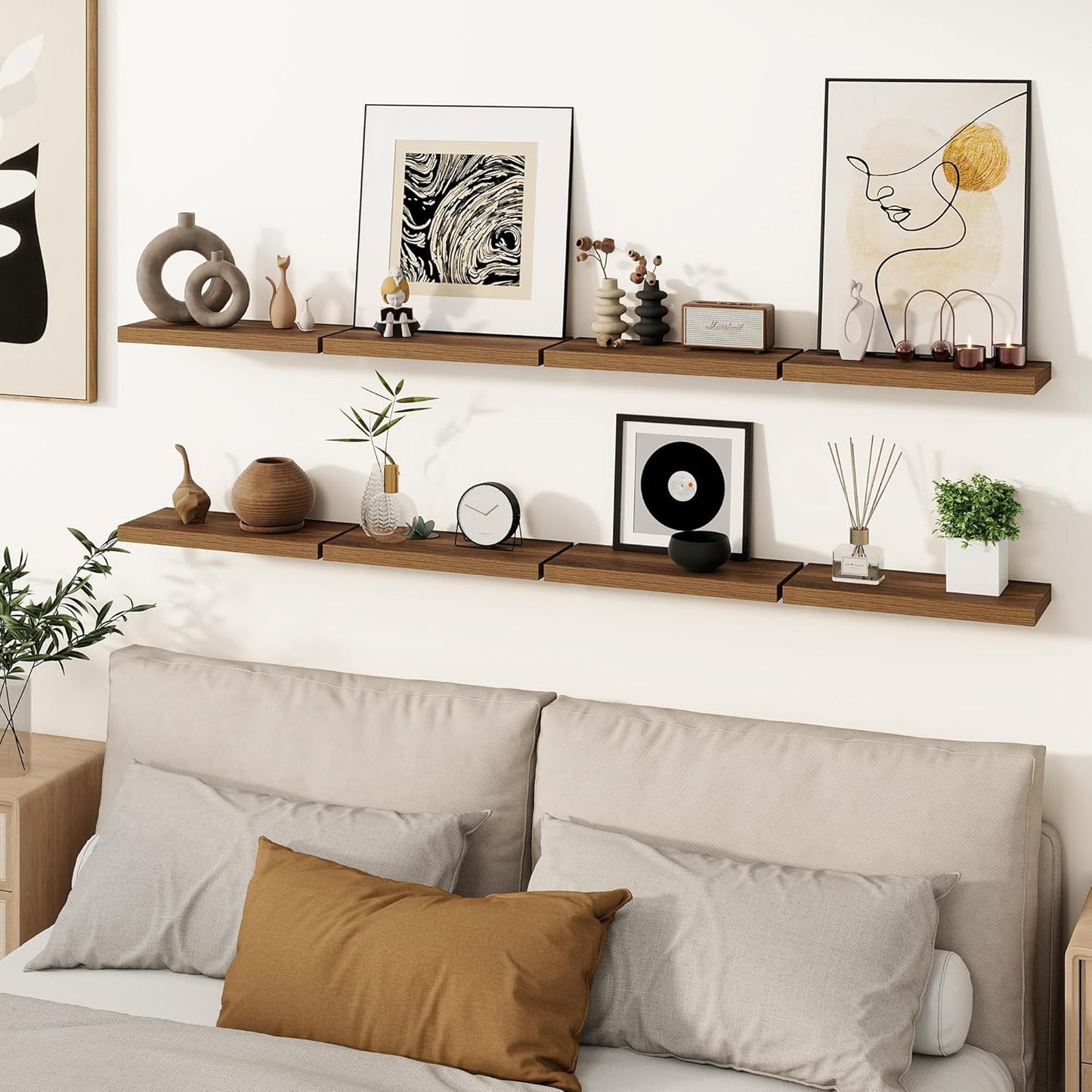 Venusmiles Wall Mounted Floating Shelves with Hidden Brackets