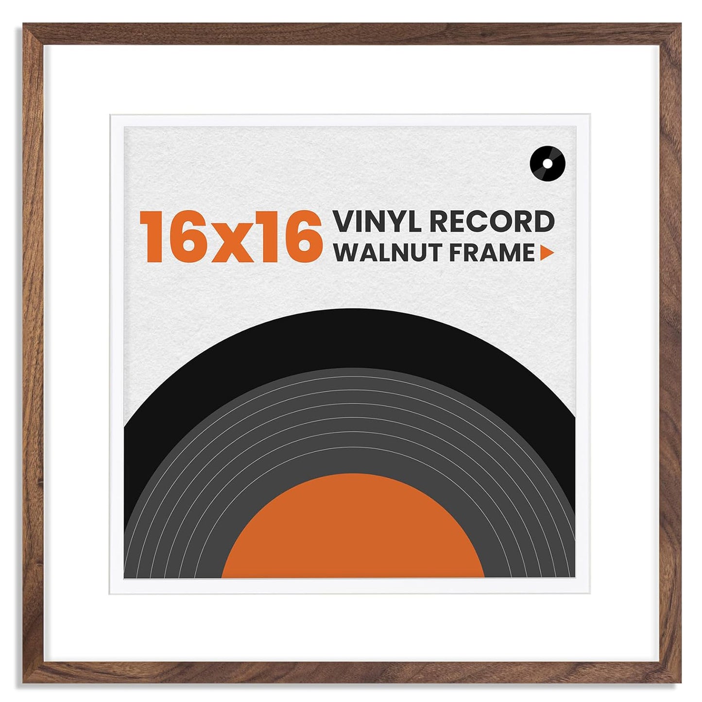 Venusmiles Natural Wood Vinyl Record Frame for 12.5 X 12.5 Inches LP Record with White Mat